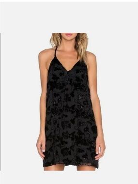 Alice + Olivia Black Velvet Floral Mini Dress Size Medium